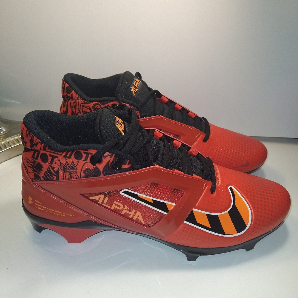 New Nike Alpha Menace 4 Pro Picante Red Football Cleats Men's sz 12 (FQ3984-600)